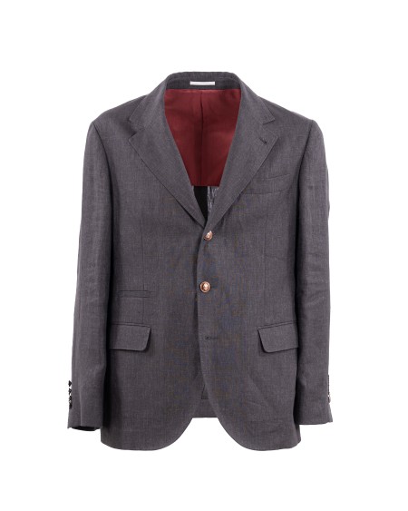 Shop BRUNELLO CUCINELLI  Blazer: Brunello Cucinelli giacca decostruita in lino délavé.
Chiusura con tre bottoni in metallo stirato a due
Rever tradizionale.
Tasche a filetto con patta, ticket pocket e taschino su petto.
Polsini con quattro bottoni in metallo e asole apribili.
Spacco doppio su retro.
Due tasche interne con chiusura a bottone e tasca portapenna.
Mezza fodera in cupro.
Drop 7.
Composizione: 100% lino.
Made in Italy.. MB4307BTD1-C005